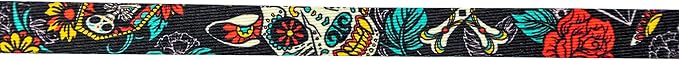 Wolfgang Heavy Duty Martingale Dog Collar with Quick Release Nylon Buckle for Walking & Training, LosMuertos Print, Medium