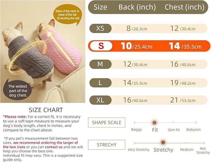 2 Pack Dog Sweaters for Small Dogs - Puppy Medium Warm Clothes in Winter, Turtleneck Pullover Design for Boy Girl Pet, Doggie, Cat, Kitten Chihuahua Bulldog Pug Beagles (S, Blue, Beige)