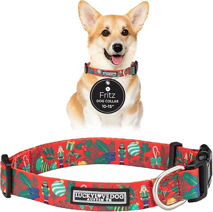 Lucky Love Dog - Adjustable Dog Collar with Easy Click Buckle for Small to Large Ones, Durable, & Comfortable for Male & Female Dogs, Pet Collar for Puppies & Adult Dogs - Fritz, Small
