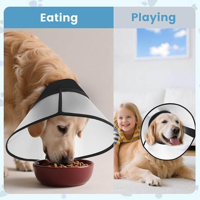 Soft Dog Cone Collar for Dogs to Stop Licking,Breathable Pet Recovery Collar with Enhanced Support Design, Adjustable Dog Cone Collar for Large & Medium Dogs (Black, M（Depth：7.4 Neck：11.41-13.78“）)