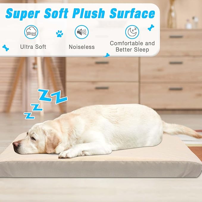 Dog Bed Covers Replacement Washable 100% Waterproof Dog Bed Sheets, Soft & Noiseless Pet Bed Cover, 2 Pack, 30" x 20" Beige