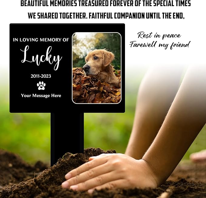 Bfi Gift Personalized Dog Memorial Grave Markers - Remembrance Keepsakes with Pet Photos - Garden Decor for Pet Loss Bereavement