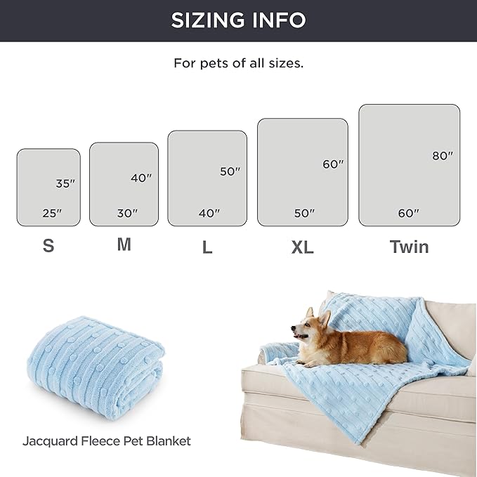 Bedsure Dog Blanket for Small Dogs Washable - Fluffy Fuzzy Puppy Cat Blanket with Premium 300GSM Coral Fleece Soft for Pet Kitten Doggy, Blue, 25x35IN