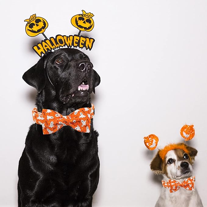 Lionheart glory Halloween Dog Collars, Bowtie Dog Collar Heavy Duty Adjustable Fall Dog Collar for X-Small Puppy Collar Dog Bow Female or Male Dog Collars