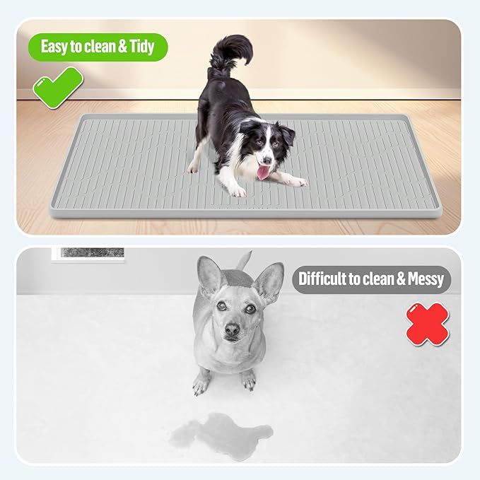 Bartuke Pee Pad Holder for Dogs, 40" x 28" Extra Large Silicone Pee Tray Mat High Edge, Leak-Proof, No Spill Pet Pad Holder for Puppy, Cat, Rabbit, Training Pads for Floor Protection, No Pee Pads