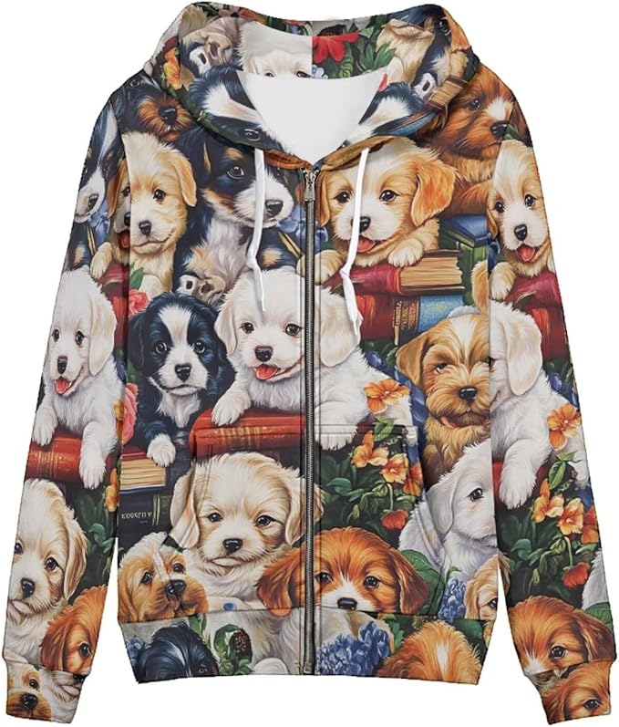 WELLFLYHOM Women Y2K Hoodie Zip Up Sweatshirt Vintage Jackets Hooded Cardigan