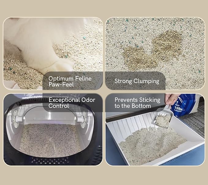 LALAHOME Premium Bentonite Cat Litter Sodium-Based, Clumping Cat Litter, Dust-Free, Strong Durability, Odor Control, Unscented Natural Mineral Formula Kitty Litter Bluk for RealScooper, 3 x 15 lb. Box