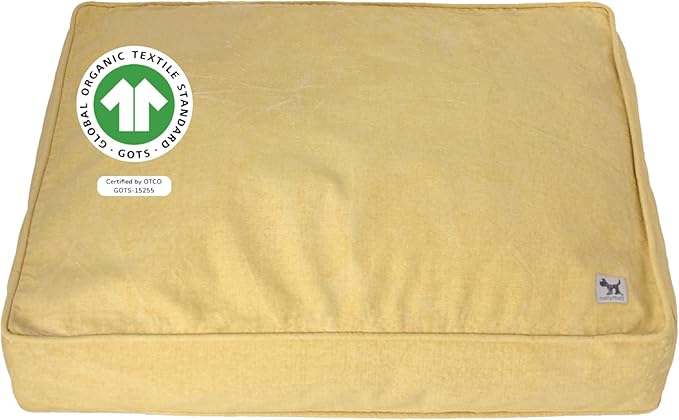 Molly Mutt Elysium Dog Bed Duvet Cover, GOTS-Certified 100% Cotton Canvas Cover for Dog, Puppy, or Cat Bed, Durable, Washable, and Free of Harmful Chemicals, Huge, 36"x45"x5", Yellow