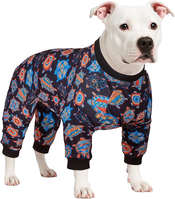 LovinPet Dog PJS Bodysuit for Medium Dogs - Wound Care, Surgery Recovery Pajamas for Dogs, Pitbull Onesie, Cotton Pullover Dog PJ's Cozy Stretchy Fabric, Pitbull Clothes,XL