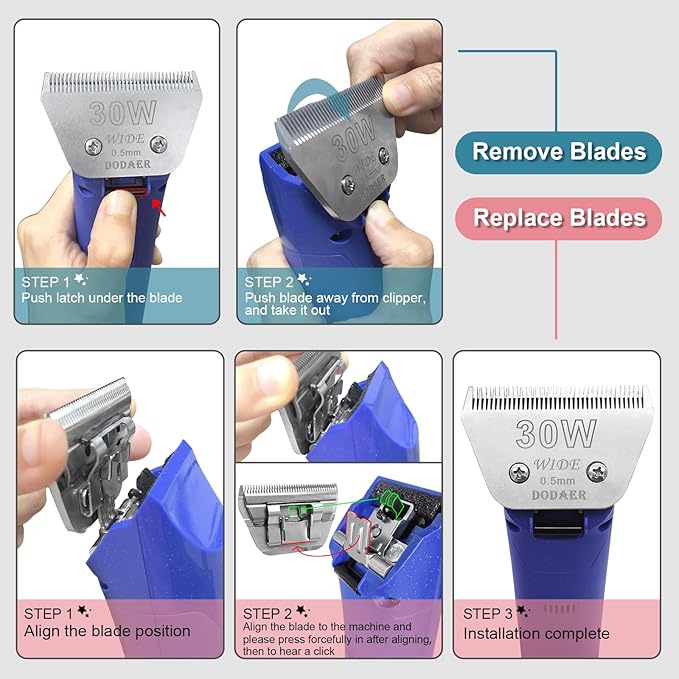 7FW+5FW+4FW Wide Blades for Dog Grooming,Compatible with Andis,Oster A5,Wahl km10 Clippers,Cutting Length 1/8" to 3/8",3 Pack