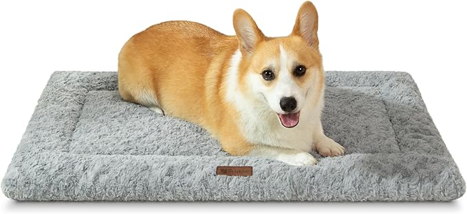 Fluffy Reversible Dog Bed Mat - Ultra Soft & Machine Washable Dog Crate Pad fit for Metal Kennel, Cozy Sleeping Mat, 29" x 18", Light Gray
