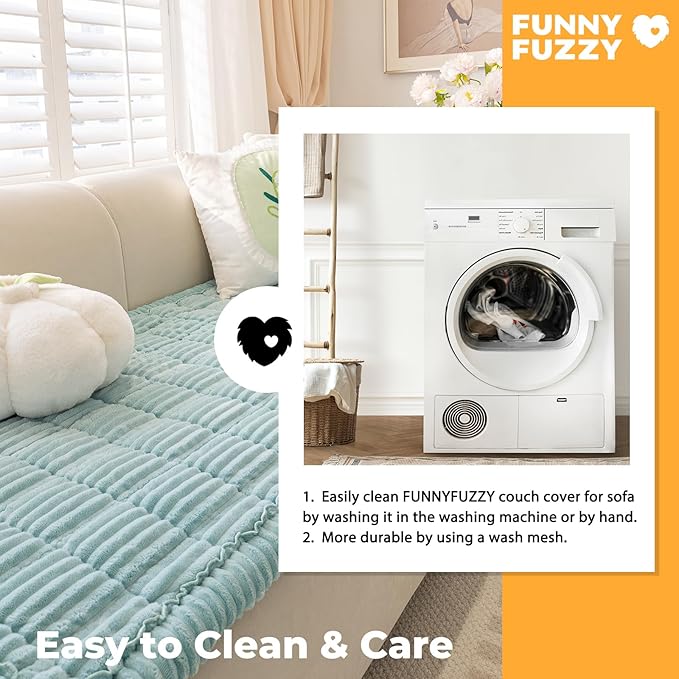 FUNNY FUZZY Couch Covers for Sofa, Washable Couch Cover Protector for Dogs, Flannel Couch Covers Pet Friendly Pet Mat Bed Sofa Cover (Blue, 27.6"×59.1")