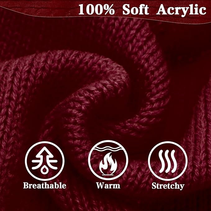 PUPTECK Winter Dog Cat Sweater Coat - Soft Cold Weather Clothes Knitwear for Kitties & Small Dogs Indoor Outdoor Walking Warm, Knitted Classic for Doggies Kitties Girls Boys, Dark Red M