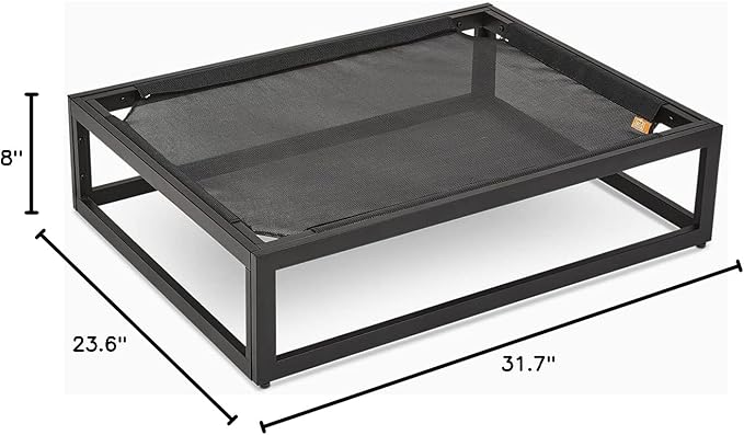 FUZI Luxury Up Pup Elevated Dog Bed, Premium Indoor & Outdoor Raised Pet Bed, Chew-Proof & Durable, Breathable Design for Comfort & Support, Dog Cot Medium 32x24x8 Black