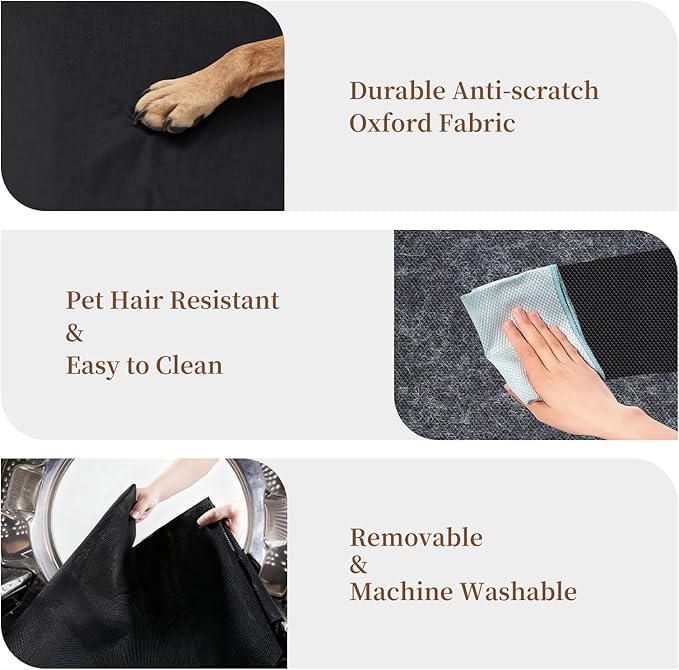 Elevated Dog Bed for Large Dogs, Washable Raised Cot with Skid-Resistant Feet, Waterproof Cooling Dog Beds with Oxford Cloth, Indoor/Outdoor Use, Black 50in