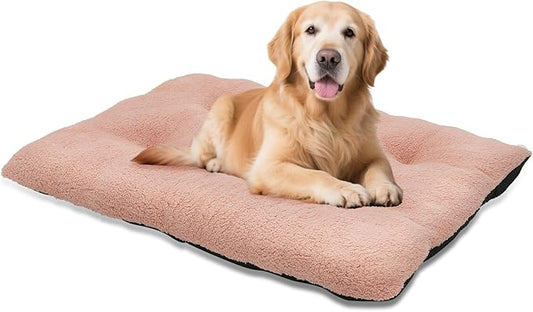 Athena Collection Dog Bed Large Size Dog, 39 Inches Washable Dog Crate Bed for Large Dogs Cats Pets, Faux Fir Calming Crate Pad Warming Cozy Soft, Pink