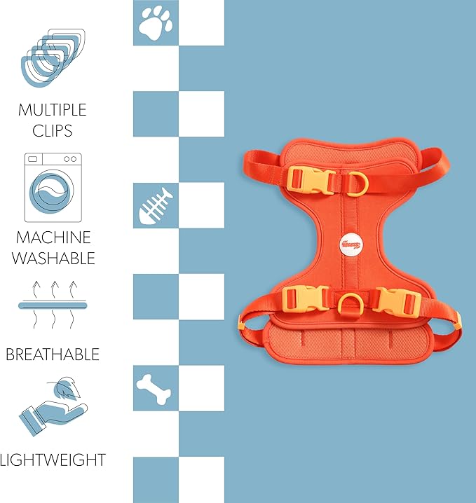 HNS1003A Arlo Large Adjustable Soft Padded No Pull Pet Harness with 3 Buckles and 3 Leash Clips, Aperol
