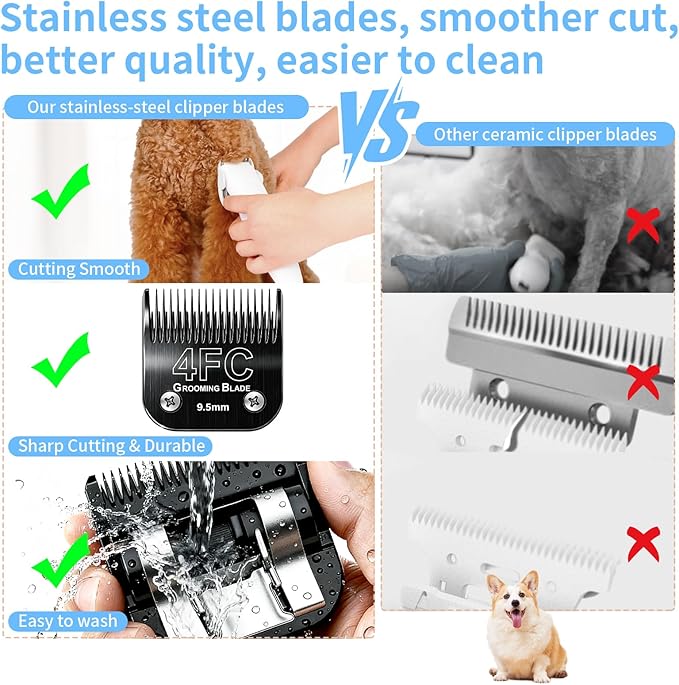 3 Pcs Size 40# Detachable Dog Grooming Blades, Compatible with Andis, Oster A5, Wahl KM10 Series Clippers, Cut Length 0.25mm, Black (40# 0.25mm, 3Pcs)
