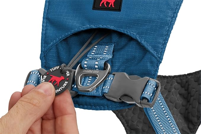 Tuff Pupper All-Day Wear Dog Harness | for Walking, Trail Running, Hiking | Front & Back Leash Clips | Reflective Trim | Easy On/Off Buckles | Lightweight Breathable | No Pull Design (XXXS, Blue)