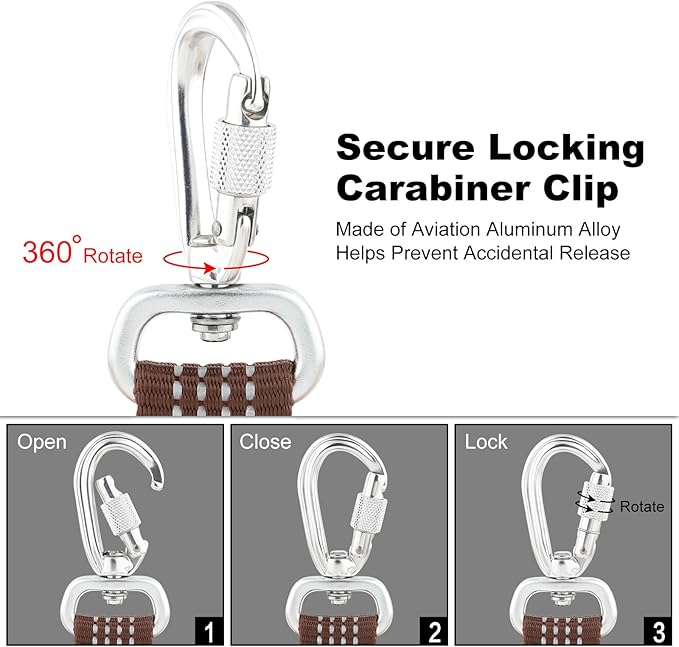 Plutus Pet Heavy Duty Dog Leash with Lockable Aluminum Carabiner, 4/6 Feet Long, Double-Sided Reflective Nylon, Padded Handle, for Puppy, Small, Medium and Large Dogs (Chocolate, 4/5" x 6')