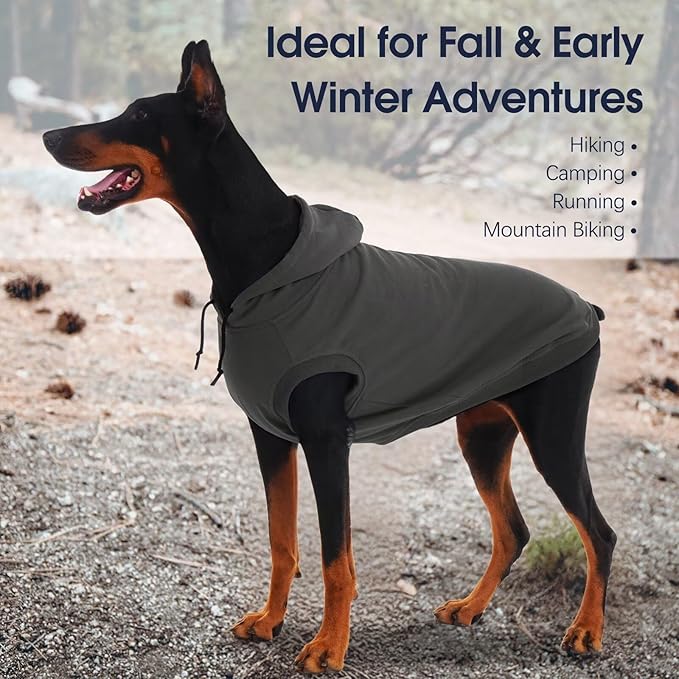 IECOii Dog Sweatshirts for Large Dogs, Basic Dog Hoodie for Large Size Dogs, Pet Pullover Sweatshirt with Hood Lightweight Fall Sweater for Doberman, Pitbull, Labrador, Grey, 2XL (No Fleece Lined)