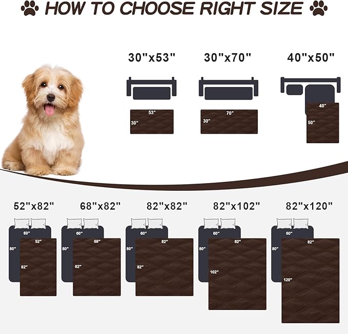 Smiry Waterproof Dog Bed Cover Blanket 40x50, Soft Reversible Pet Blanket, Washable Leakproof Cats Dogs Couch Cover for Sofa, Couch, Furniture, Lattice, Chocolate/Dark Grey
