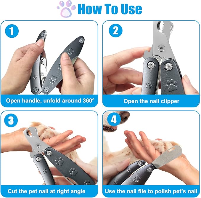 2025 Silent Design Nail Trimmer for Anxiety Sensitive Dogs, Sharp Blade Cut Thick Nail Smoothly, 3 in 1 Compact Build-in Nail File & Comb, Heavy Duty Manual Professional Dog Nail Clipper