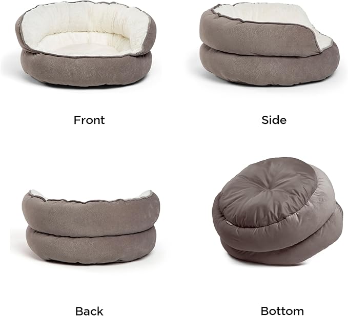 Best Friends by Sheri Pet Throne High Bolster Orthopedic Relief Cat and Dog Bed, Gray, Mini