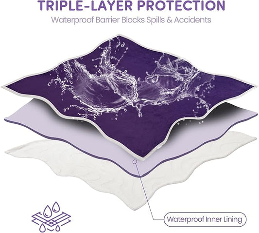 Waterproof Dog Blanket for Small Dog–Double Sided Washable Cat Puppy Blanket, Soft, Warm, Pet Throw Essentials, Purple White M(40×28)"