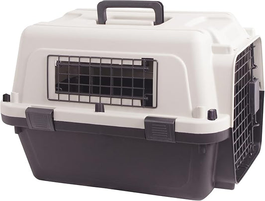 Plastic Dog/Cat Crate Portable Travelling Pet Kennel Without Wheel for Dogs/Cats, Small, Tan