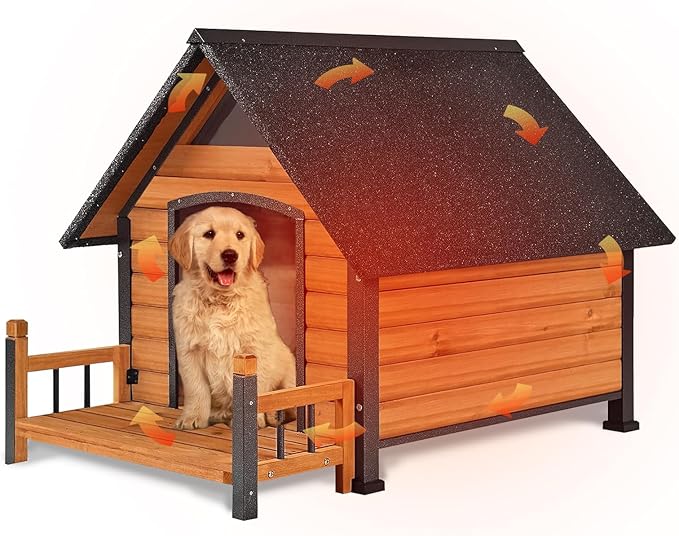 Large Heated Dog House Outdoor XL Insulated Dog House Weatherproof Dog Kennel (Outdoor Dog House (Standard Model), Large Insulated Dog House (AIR80))