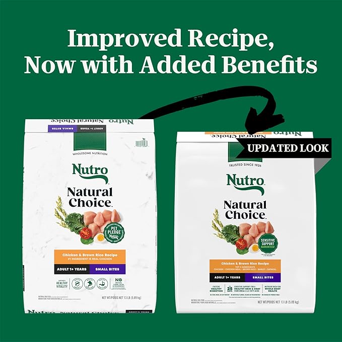 Nutro Natural Choice Chicken & Brown Rice Adult Small Bites Dog Food Recipe, 13 lb. Bag