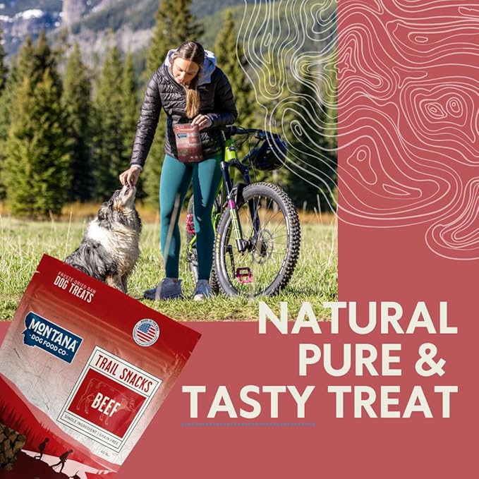 MONTANA DOG FOOD CO. Freeze-Dried Beef Heart Dog Treats (Trail Snacks) – 100% Natural, Single Ingredient, High Protein, Grain-Free, Made in USA – 3 oz Bag