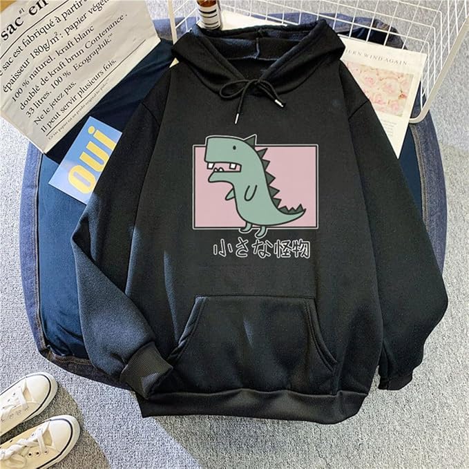Women Girl Hoodies Cute Cat Ear Novelty Printed Pullover Sweatshirt