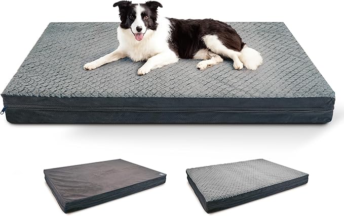 Sytopia Indestructible 44" Dog Bed for Large Dogs – Waterproof, Washable, Removable Cover, Thick Orthopedic Support, Durable Multi- Size Comfort Clearance Indoor Flat Dog Bed