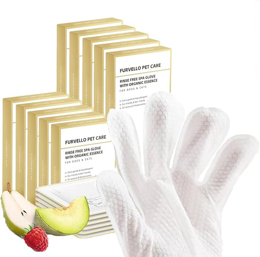 Nourishing Pet Glove Wipes for Dogs & Cats, 4-in-1 Grooming Wipes (Cleaning, Combing, Massaging, Caring), Deodorizing & Extra Thick, 60PCS (Pet Wipes for Large Pets)