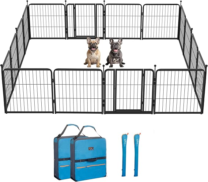 FXW Instant Unleashed Dog Playpen, Portable Pet Fence for Outdoor, RV Trips, and Camping, 24 inch, 16 Panels for Puppy and Small Dogs with Playpen Storage Bag (2 Pack)│Patented
