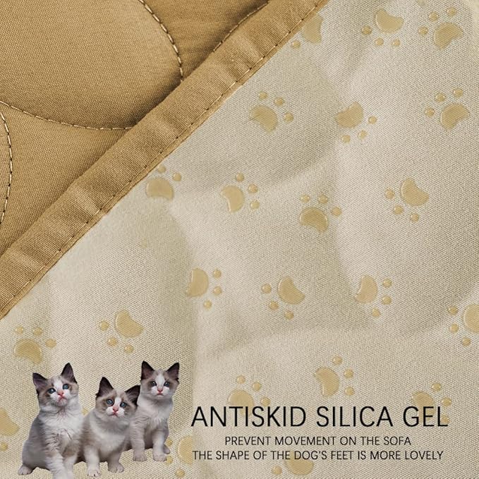 Ameritex Waterproof Pet Bed Cover Anti-Slip Dog Bed Blanket for Sofa and Furniture Waterproof New Pattern Design (Sand, 30x53 Inch (Pack of 1))