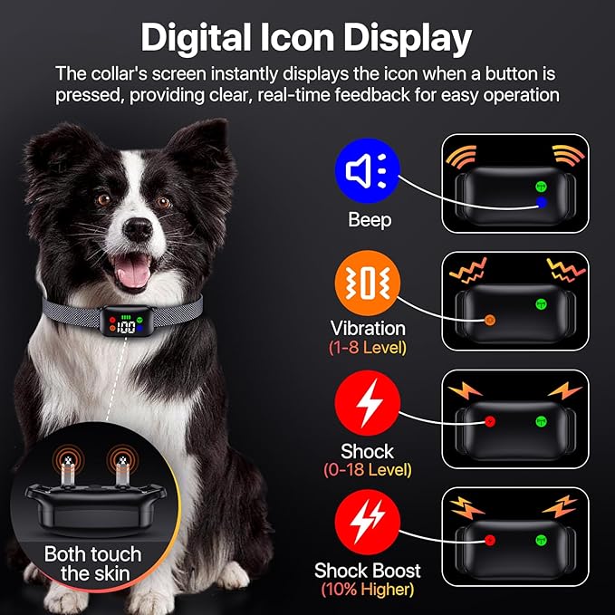 Dog Training Collar, Dog Shock Collar with Remote Control for Medium Large Dogs 40-120lbs, IP68 Waterproof Shock Collar for Dogs with Beep Vibration Static & Safety Lock