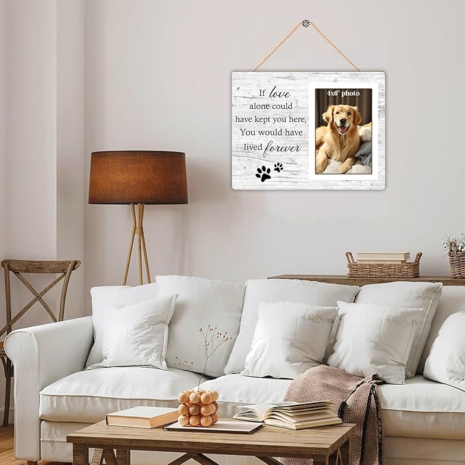 Dog Memorial Picture Frame, Pet Sentiment Memorial Gifts for Loss of Dog, Pet Picture Frames Memorial, If Love Could Have Kept You Here You Would Have Lived Foreve, 4x6 Photo12P92