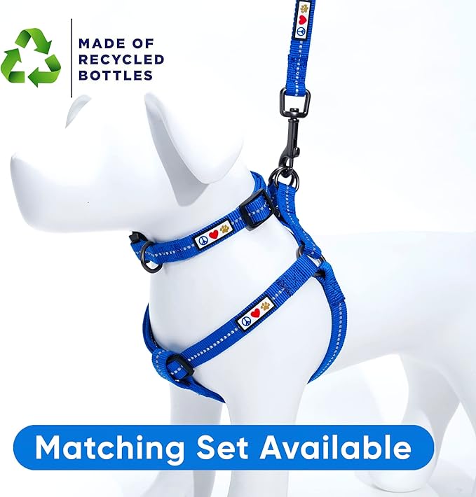 Pawtitas Recycled Dog Collar with Reflective Stitched Puppy Collar Made from Plastic Bottles Collected from Oceans Medium Blue Ocean