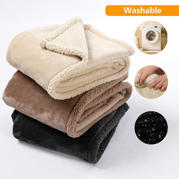 Black Waterproof Blanket for Ded Covers,85x85in Pet Blankets for Big Dogs Doggie Bed Couch Cover Puppy Jacquard Fleece Blanket Sofa Warm Winter Mat Washable for Cats-Black,XXL-85x85in