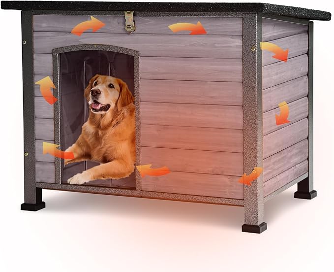 Large Heated Dog House Outdoor XL Insulated Dog House Weatherproof Dog Kennel (Outdoor Dog House (Standard Model), Large Insulated Dog House (AIR73))