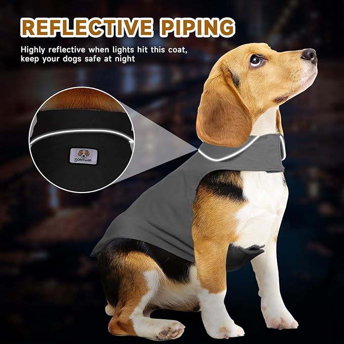 Fleece Dog Coat Pet Jacket Warm for Cold Weather for Extra Large,Large,Medium Small Puppy(Grey,XL)