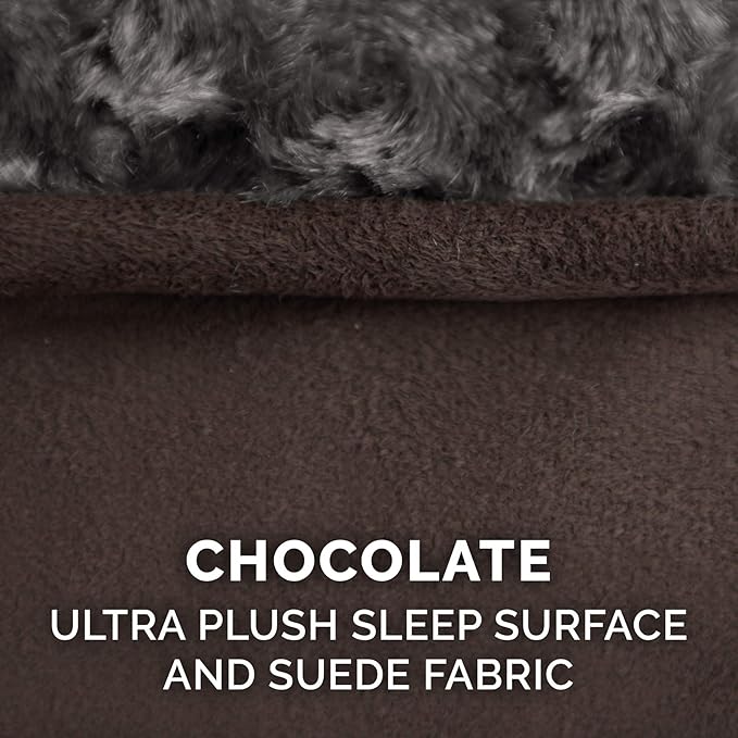 Furhaven Cooling Gel Dog Bed for Large/Medium Dogs w/ Removable Washable Cover, For Dogs Up to 38 lbs - Ultra Plush Faux Fur & Suede Luxe Lounger Contour Mattress - Chocolate, Large