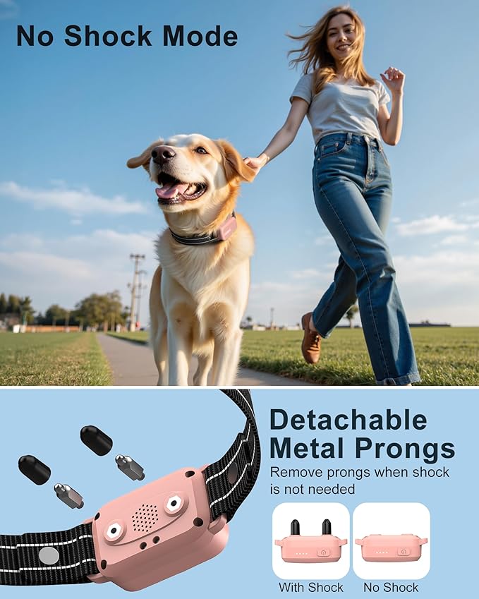 Jugbow Dog Shock Collar - 4200FT Dog Training Collar with Remote, IPX8 Waterproof Electric Dog Collar with 4 Training Modes, Security Lock, Rechargeable eCollar for 10-120lbs Dogs (Pink)