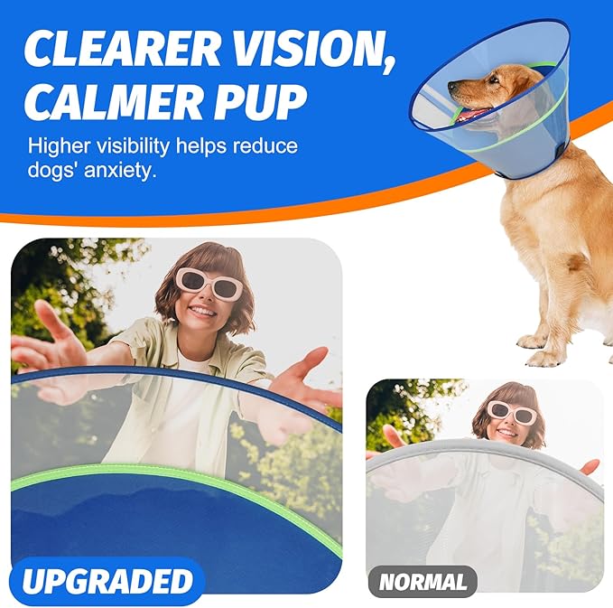 Dog Cone Collar with Soft Liner to Stop Licking, Elizabeth Recovery Collar After Surgery for Large Medium Dogs, Comfortable Pet Head Cone Alternative for Neutering Spay Injury (XL)