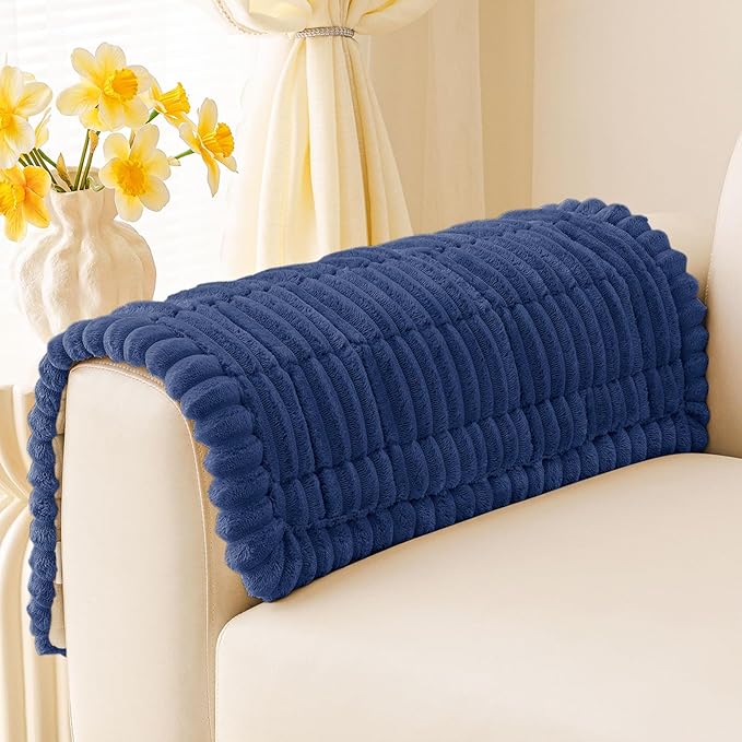 Smiry Couch Cover for Dogs Washable, Non Slip Fuzzy Pet Couch Covers for 3 Cushion Sofa Pet Friendly, Thick Soft Sofa Slipcovers Cushion Protector (Navy Blue, 27.6" x 27.6")