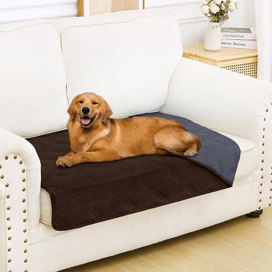Smiry Waterproof Dog Bed Cover Blanket 30x53, Soft Reversible Pet Blanket, Washable Leakproof Cats Dogs Couch Cover for Sofa, Couch, Furniture, Lattice, Chocolate/Dark Grey