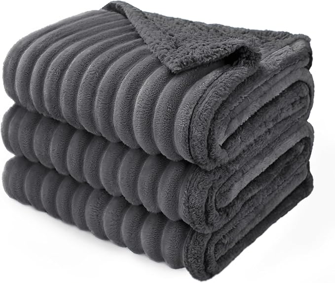 Luciphia Waterproof Dog Blanket for Medium Large Dogs Ultra-Soft Calming Cut Pile Flannel Throw Durable & Warm Furniture Protection for Couch Car Pet Blanket Machine Washable Stone Gray,M(57''x40'')